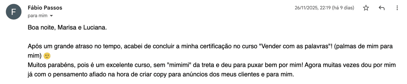 Email do Fábio Passos à Marisa