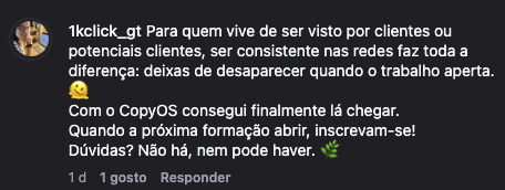 Comentário de @1kclick_gt no Instagram