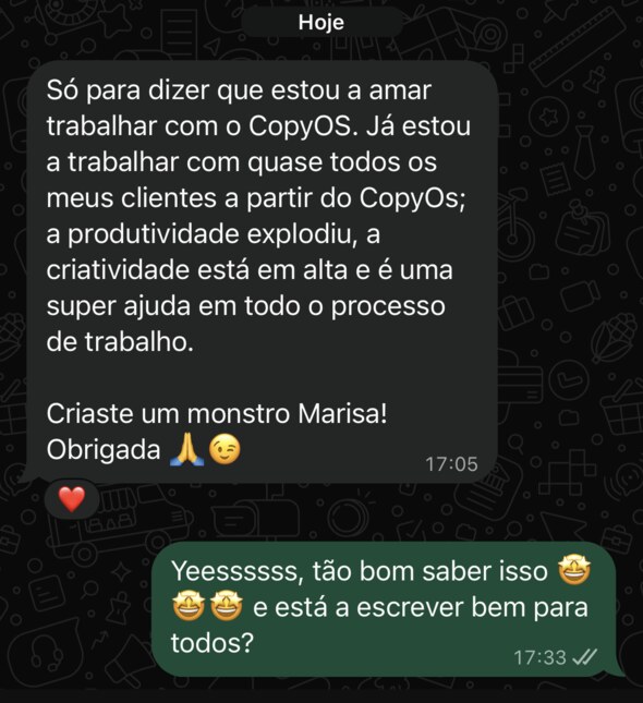 Mensagem da Rita Pereira