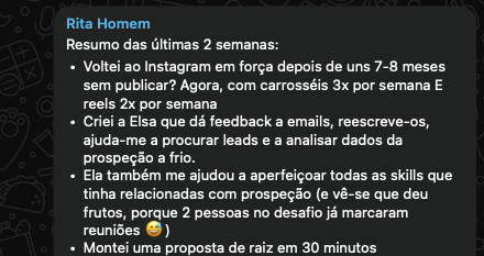 Mensagem da Rita Homem